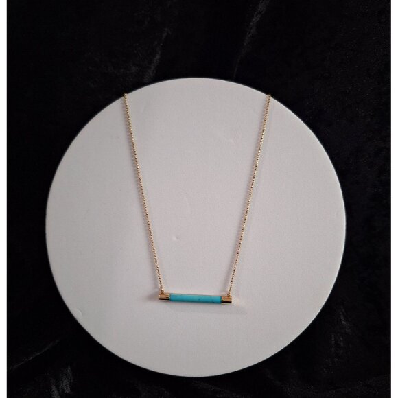 EUC Kate Spade Gold-Plated Faux Turquoise Bar Pendant Necklace - Picture 1 of 3